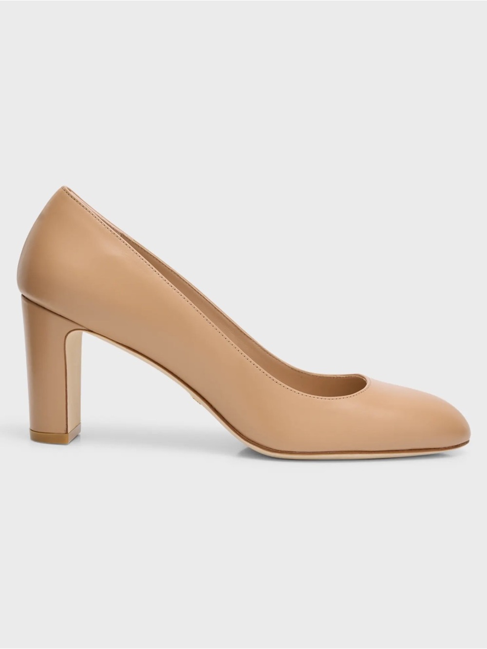 Stuart Weitzman Nude Beige Leather Vida Leather 75mm Block-Heel Pumps 6.5